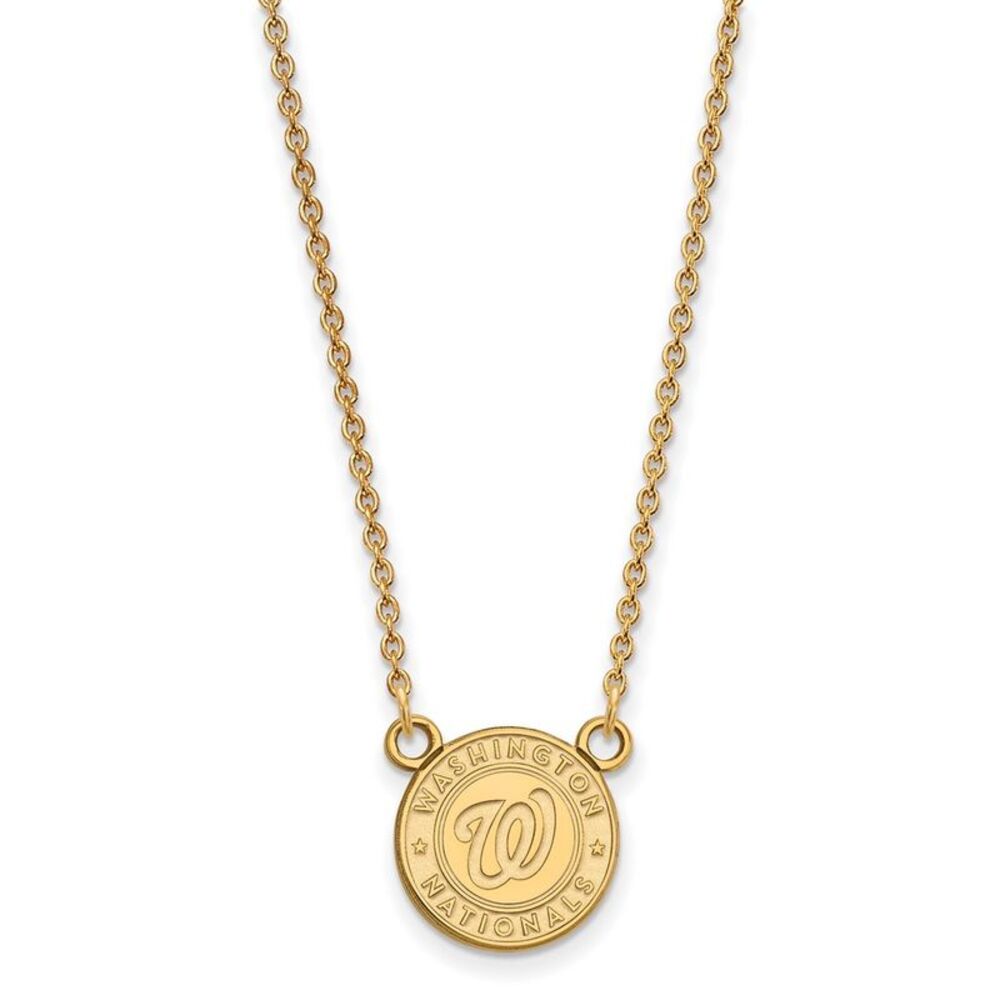 14K Gold Plated S.S. MLB Washington Nationals SM Logo Necklace, 18 In